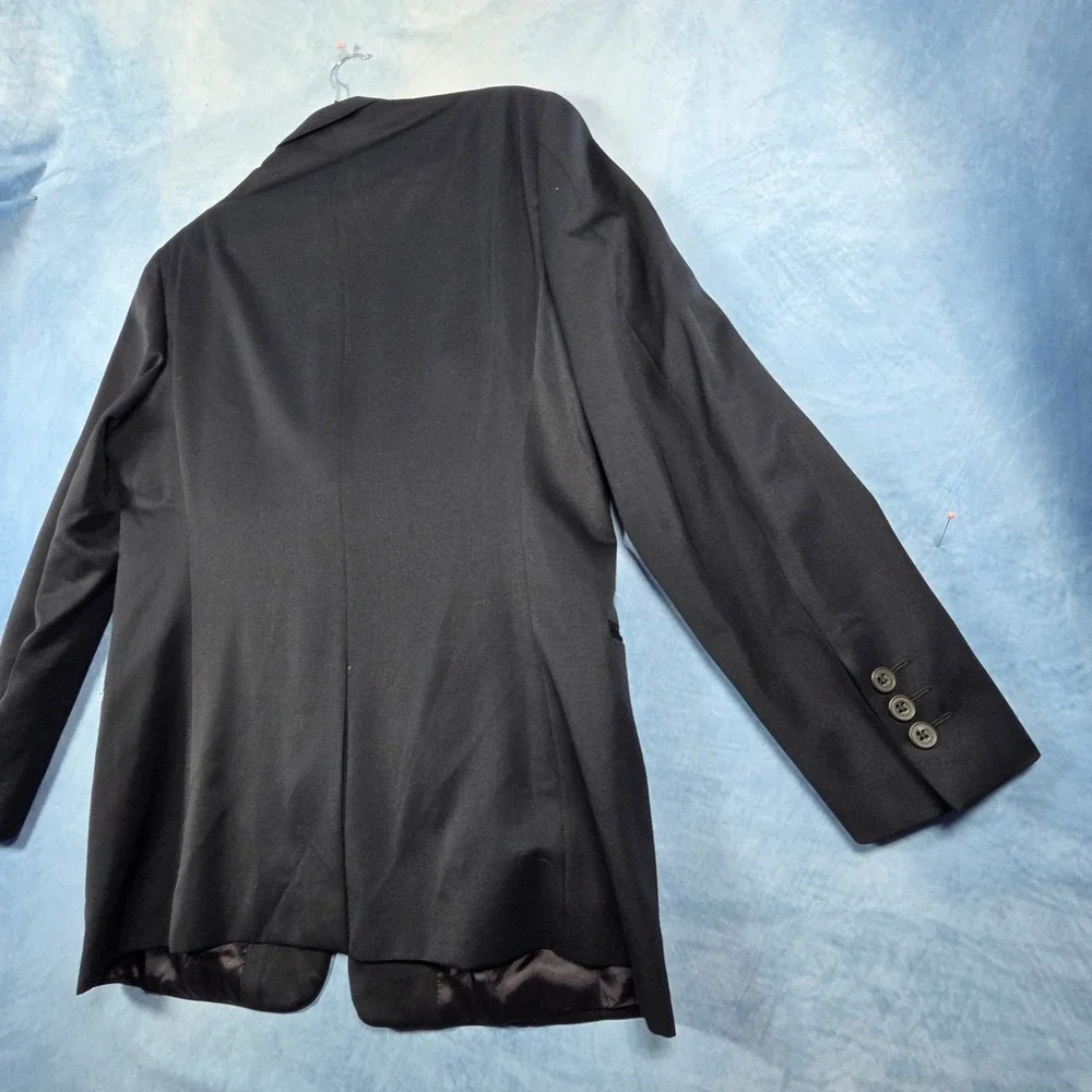Banana Republic Mens 40R Blazer Black 100% Wool Italy 3 Button Sport Coat